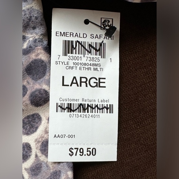 Alfani NWT White, Black Blue Animal Print Asymmetrical Wrap Look Blouse Sz L - Picture 9 of 12